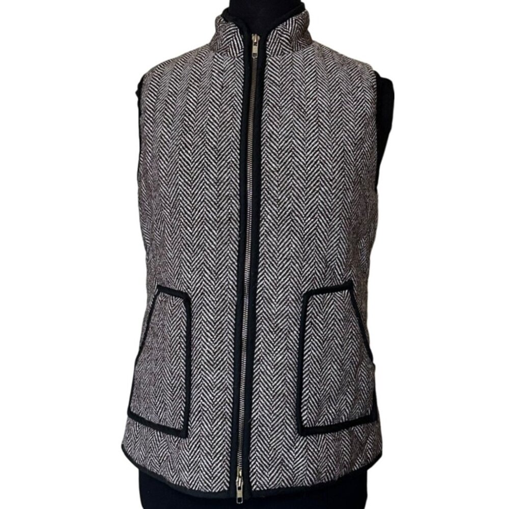 Hemline Mom Vest Brown & White Print w/Black Border Polyester Blend Women Size L